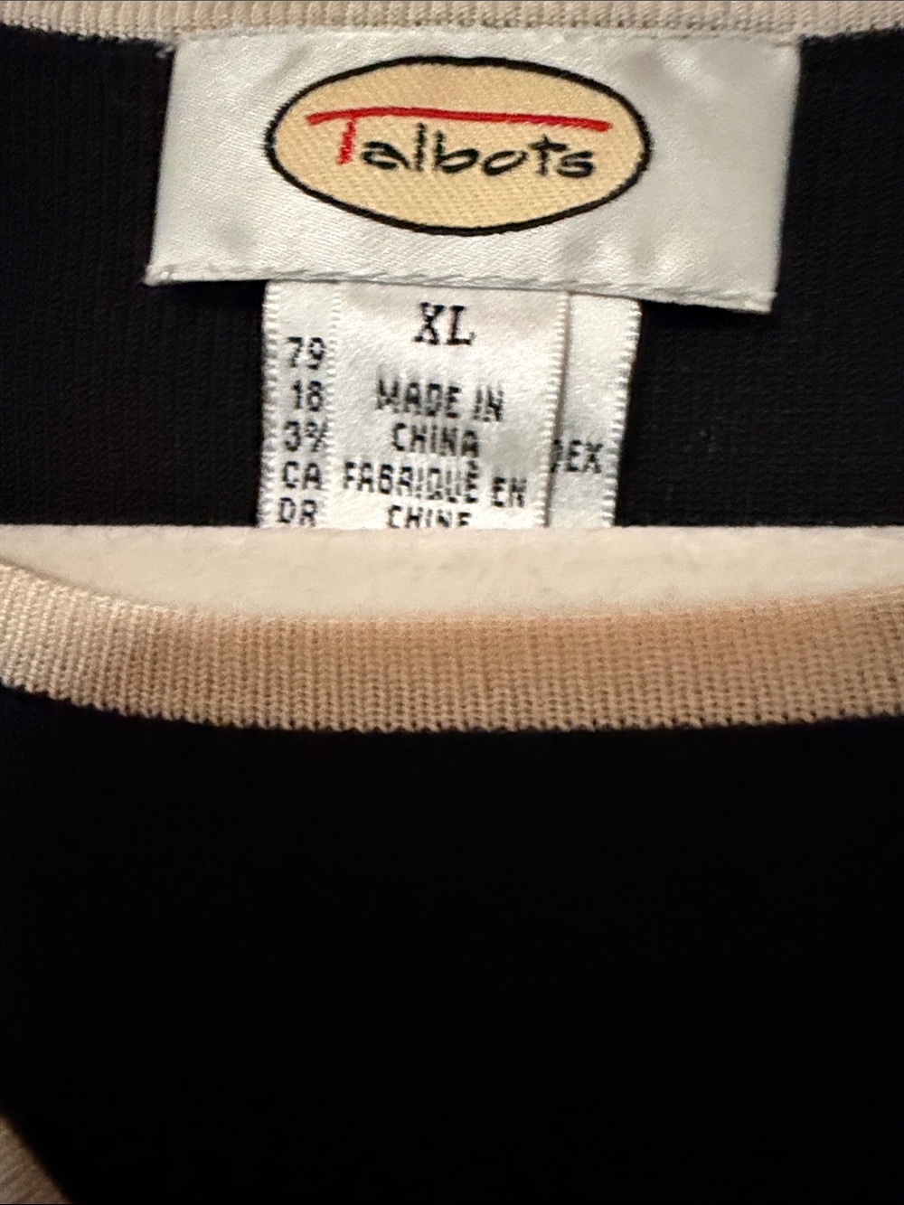 Talbots Black Zip-Front Cardigan Set with Cream Trim - Picture 2 of 5